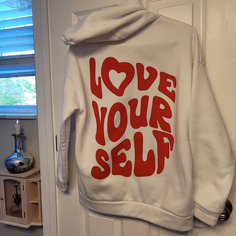 Love Your Self Hoodie Sweatshirt White Women's XS Shein - Picture 4 of 13